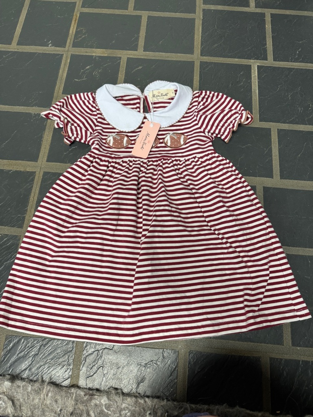 Striped Red & White Peter Pan Collar Girls' Dress